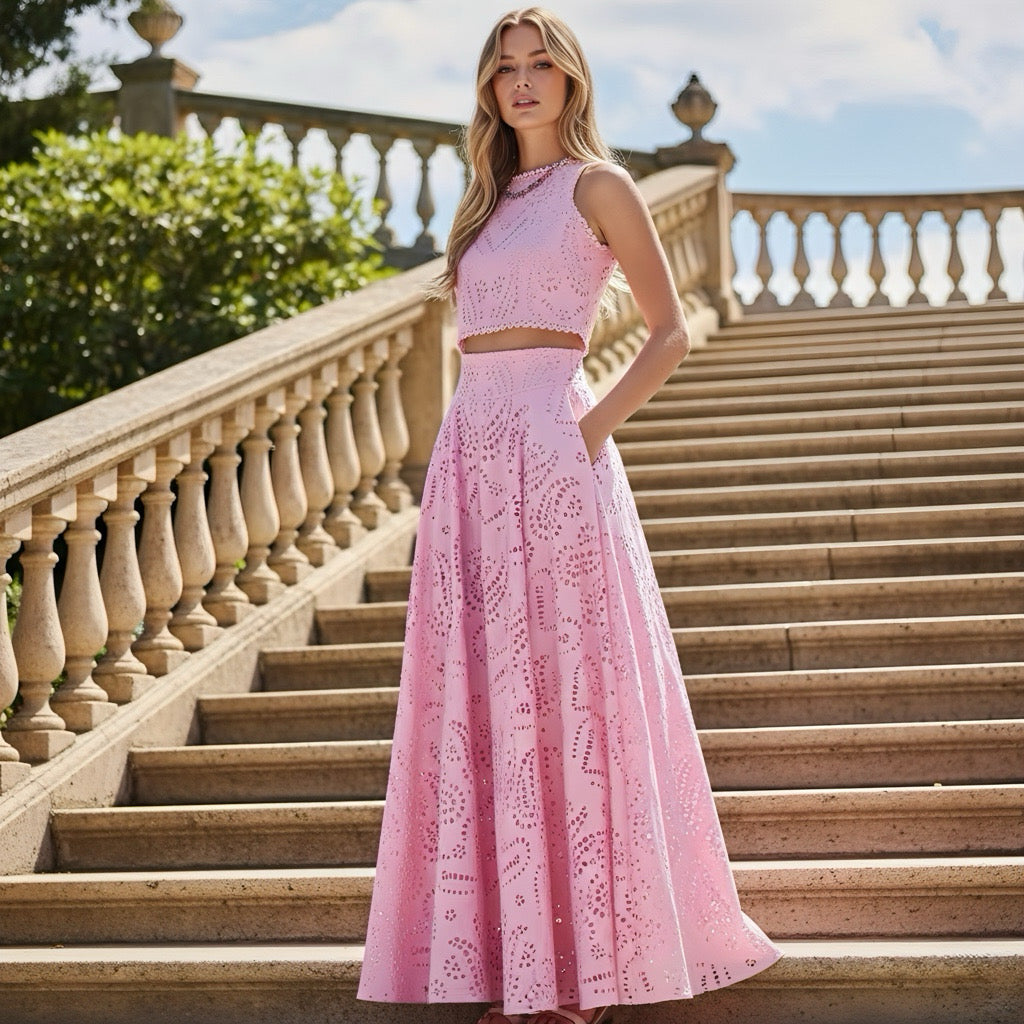 Eyelet Whisper Rose Set