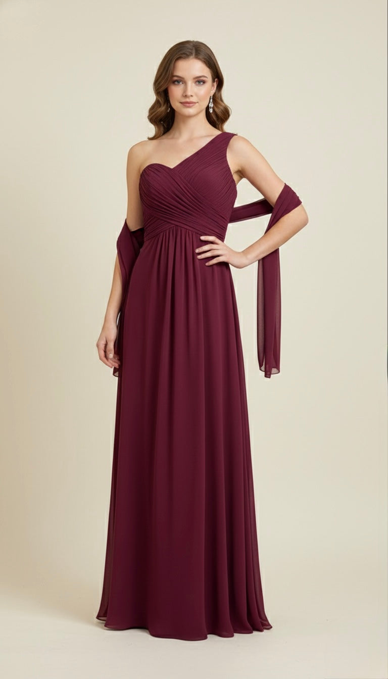 Vestido corinto para fiestas, maxi dress Chiffon 
